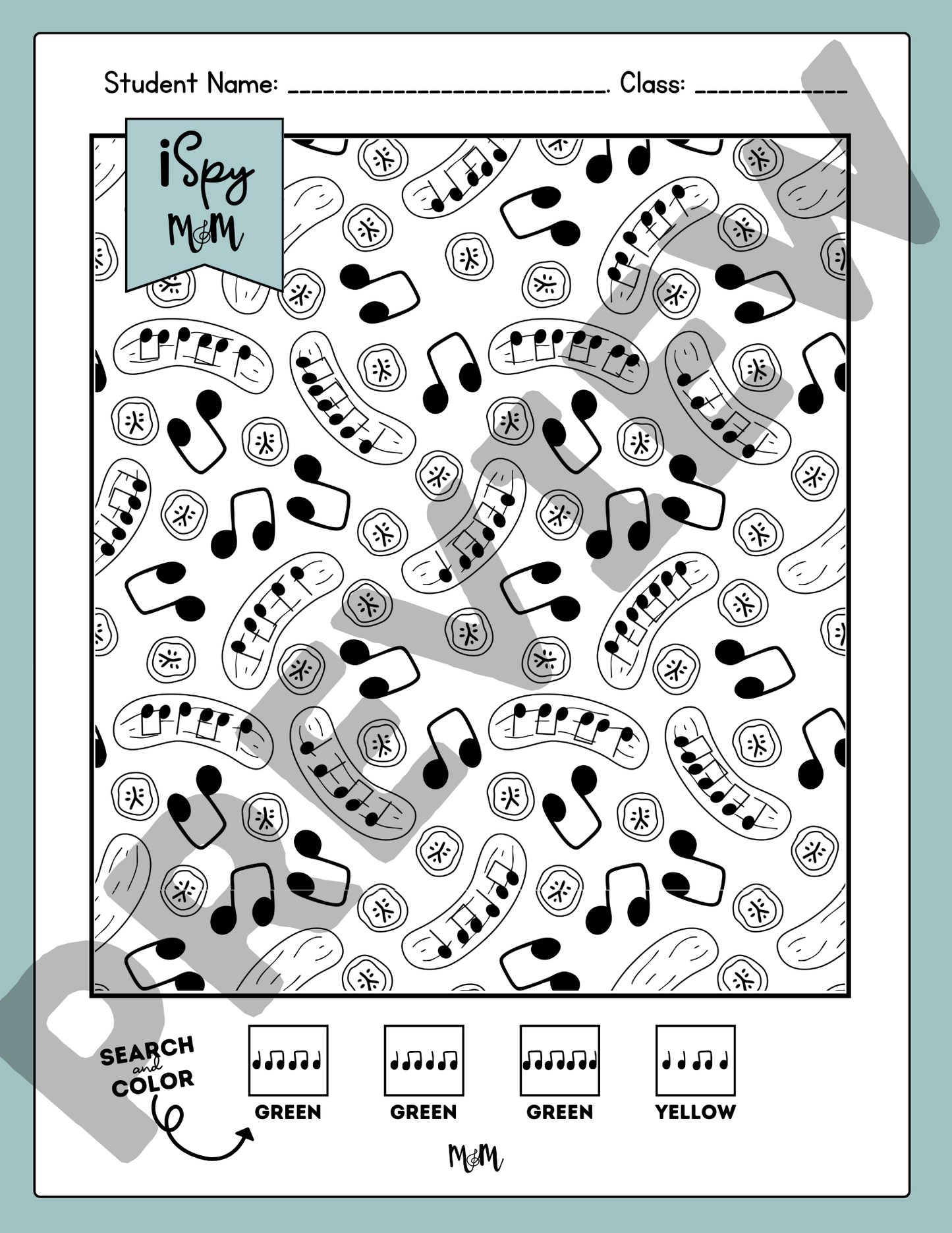 Melody Market: BEGINNER Music iSpy Garden Veggies Search and Color DIGITAL DOWNLOAD