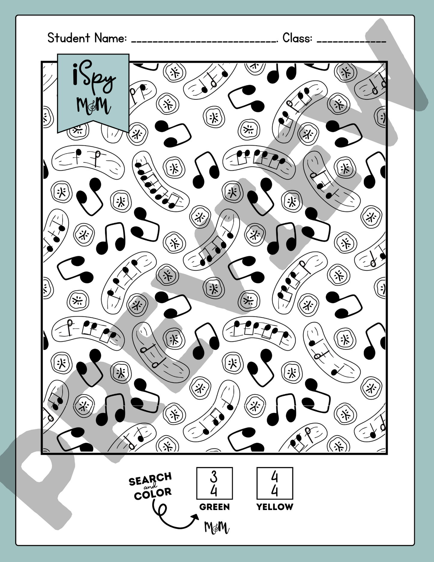 Melody Market: ADVANCED Music iSpy Garden Veggies Search and Color DIGITAL DOWNLOAD