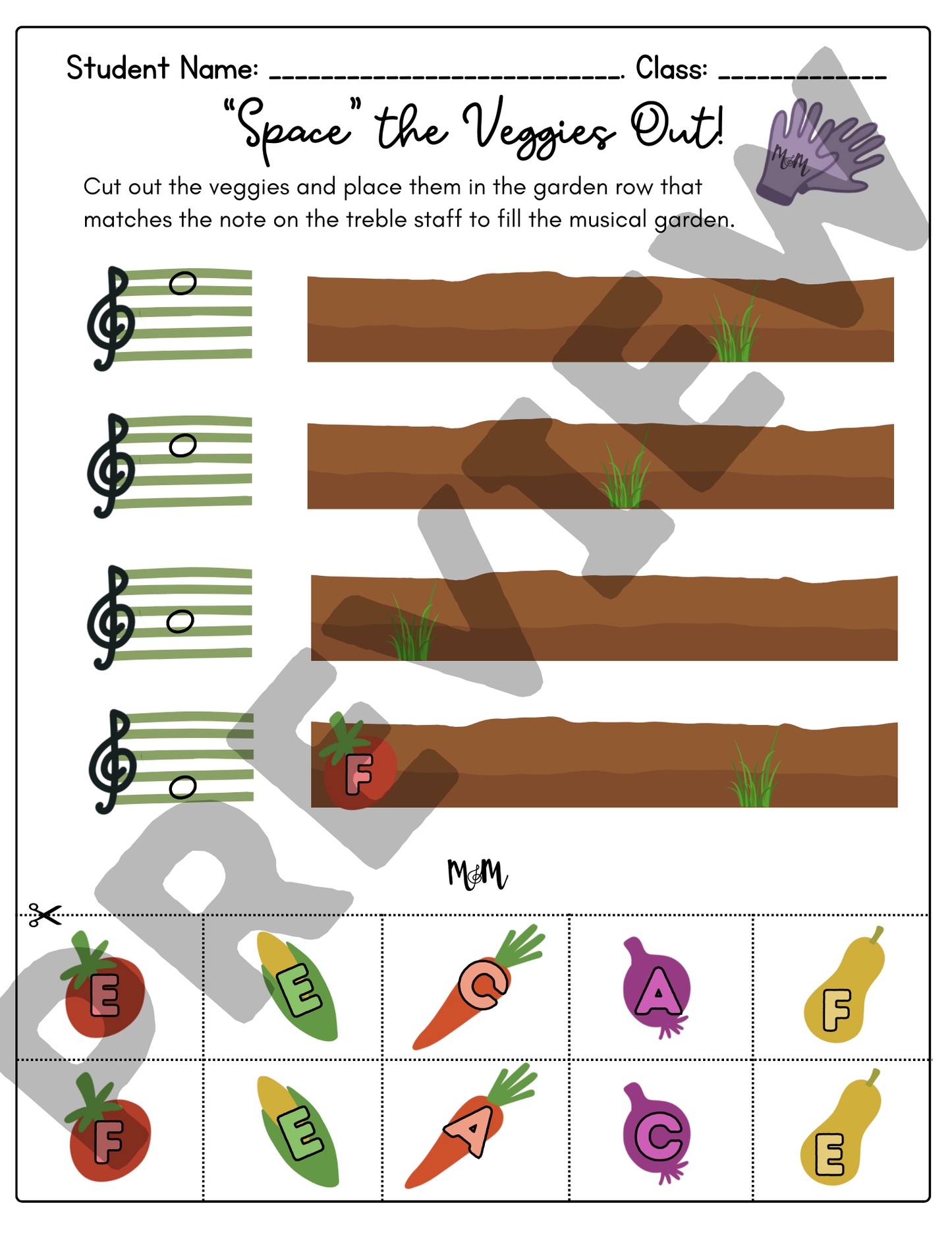Melody Market: Cut and Glue Treble Clef Lines and Spaces DIGITAL DOWNLOAD