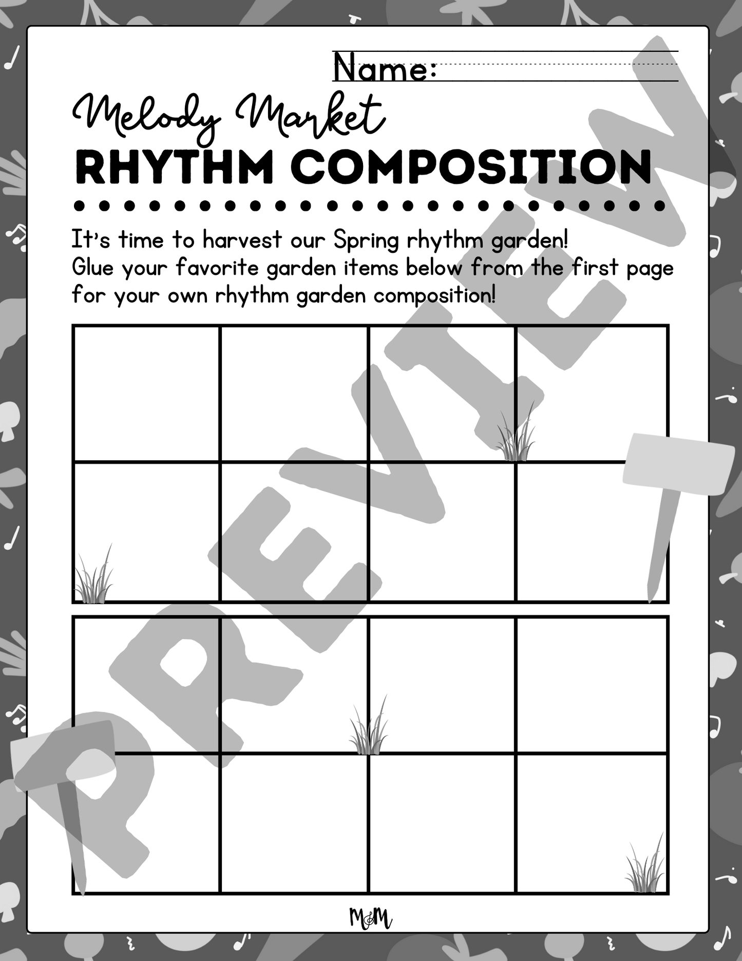 Melody Market: Cut & Glue Rhythm Composition Activity | Music Class Printable DIGITAL DOWNLOAD