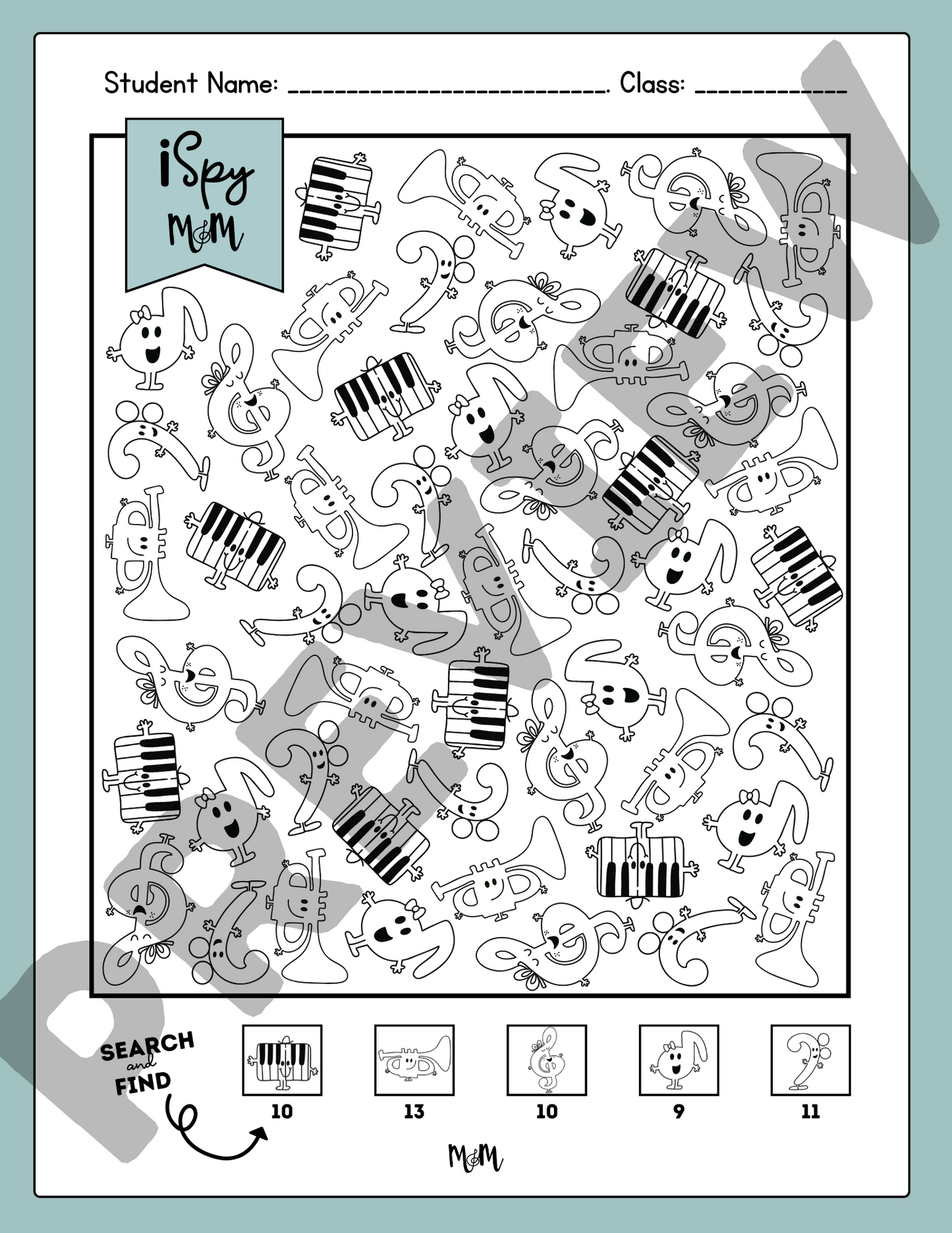 Musically Minted: iSpy Music Search and Color Printable DIGITAL DOWNLOAD