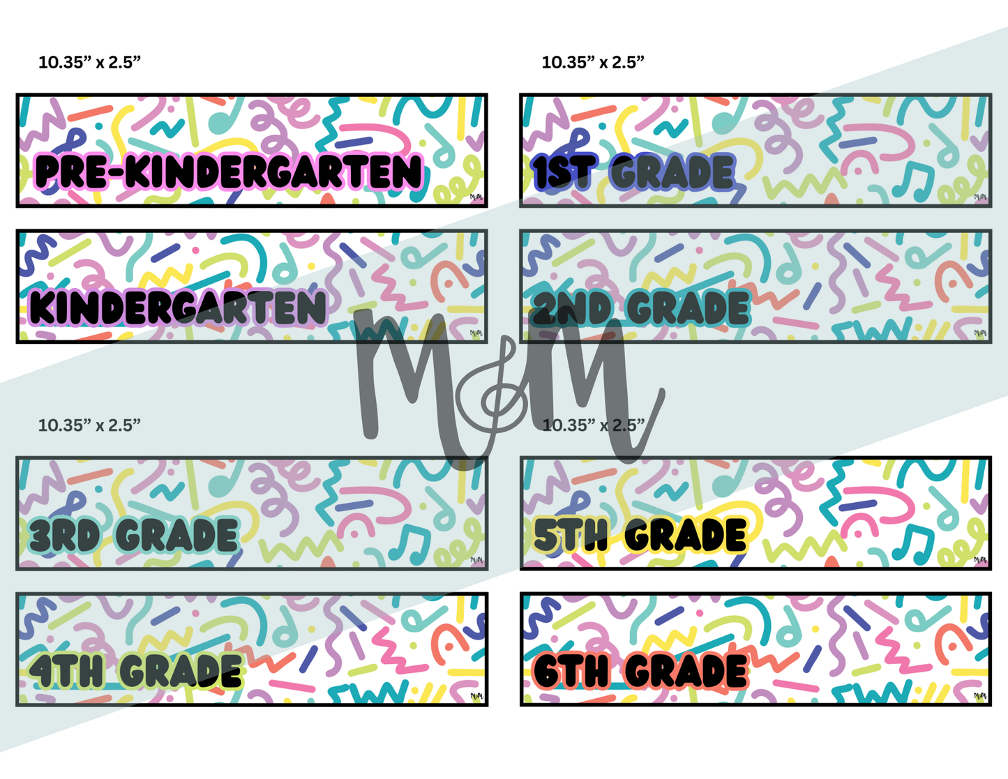 Retro Brights: Grade Level Labels | Music Classroom Decor