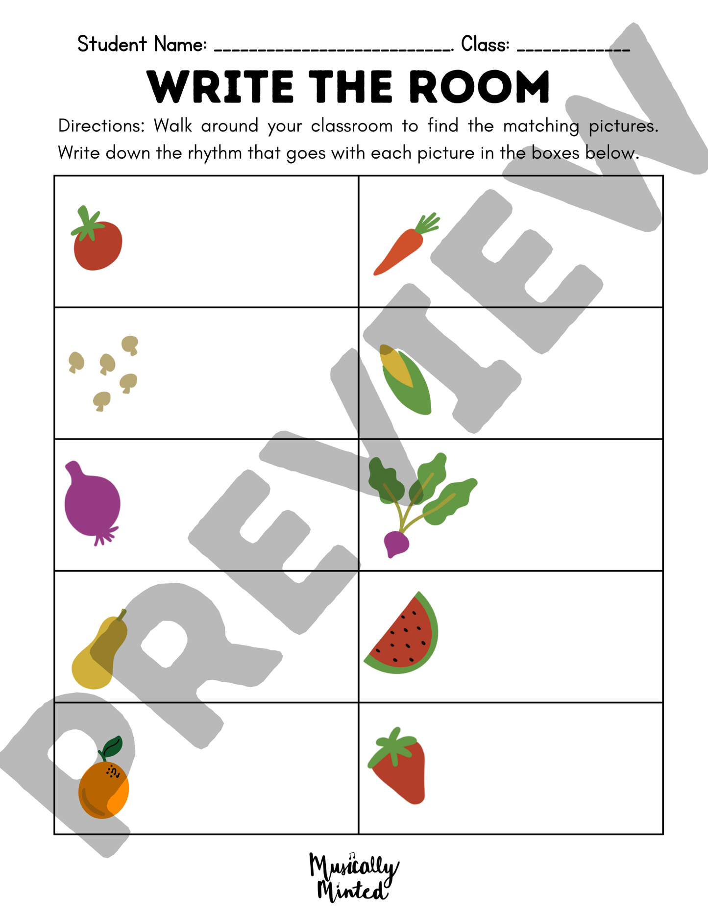 Melody Market: Write the Room Rhythm Veggies DIGITAL DOWNLOAD
