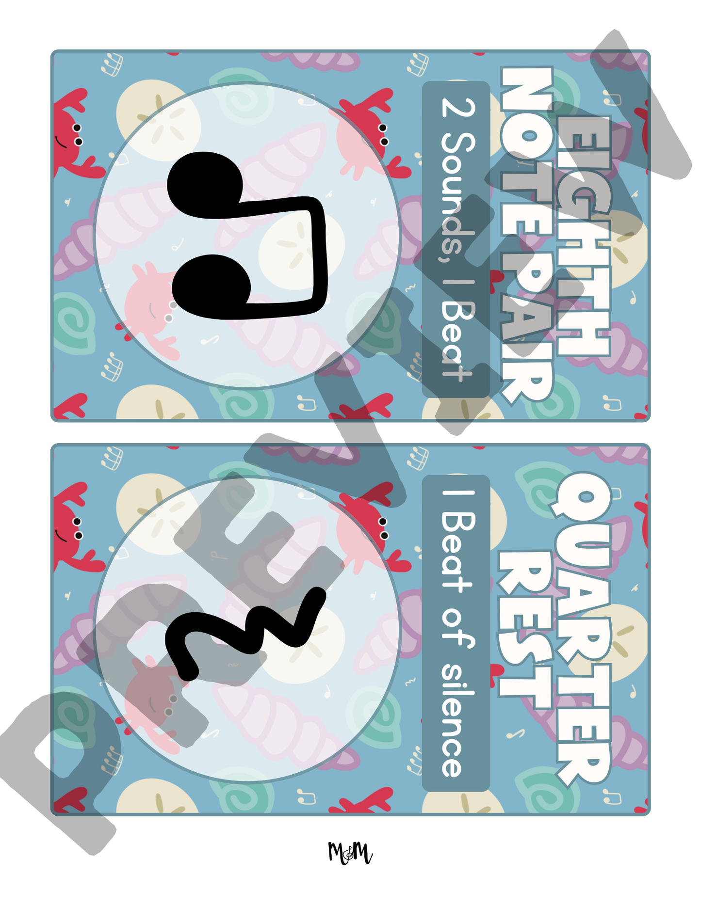 Ocean Fun: Music Rhythm Vocabulary Word Wall Cards DIGITAL DOWNLOAD