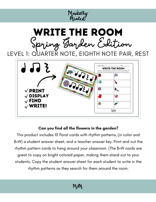Spring Garden: Write the Room Rhythm Flowers Level 1 DIGITAL DOWNLOAD