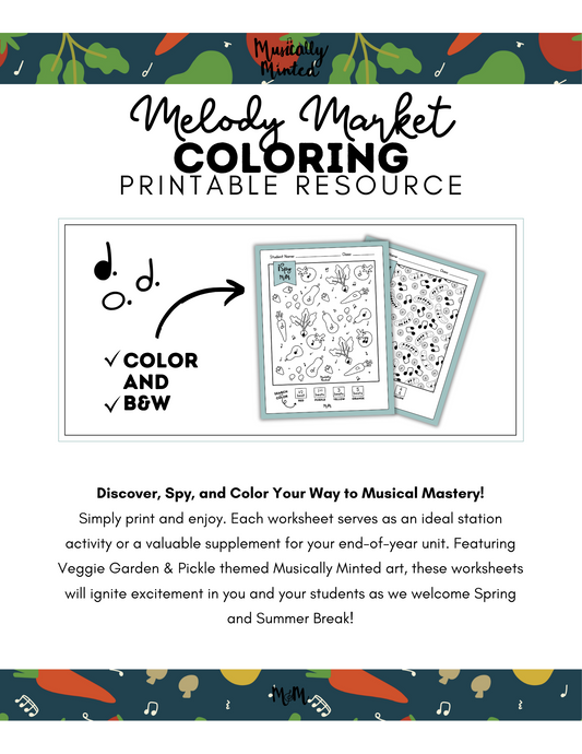 Melody Market: ADVANCED Music iSpy Garden Veggies Search and Color DIGITAL DOWNLOAD