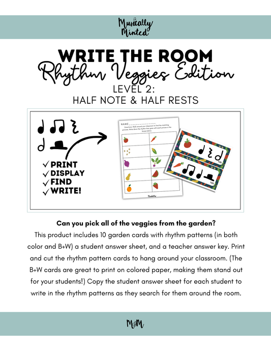 Melody Market: Write the Room Rhythm Veggies Level 2 DIGITAL DOWNLOAD