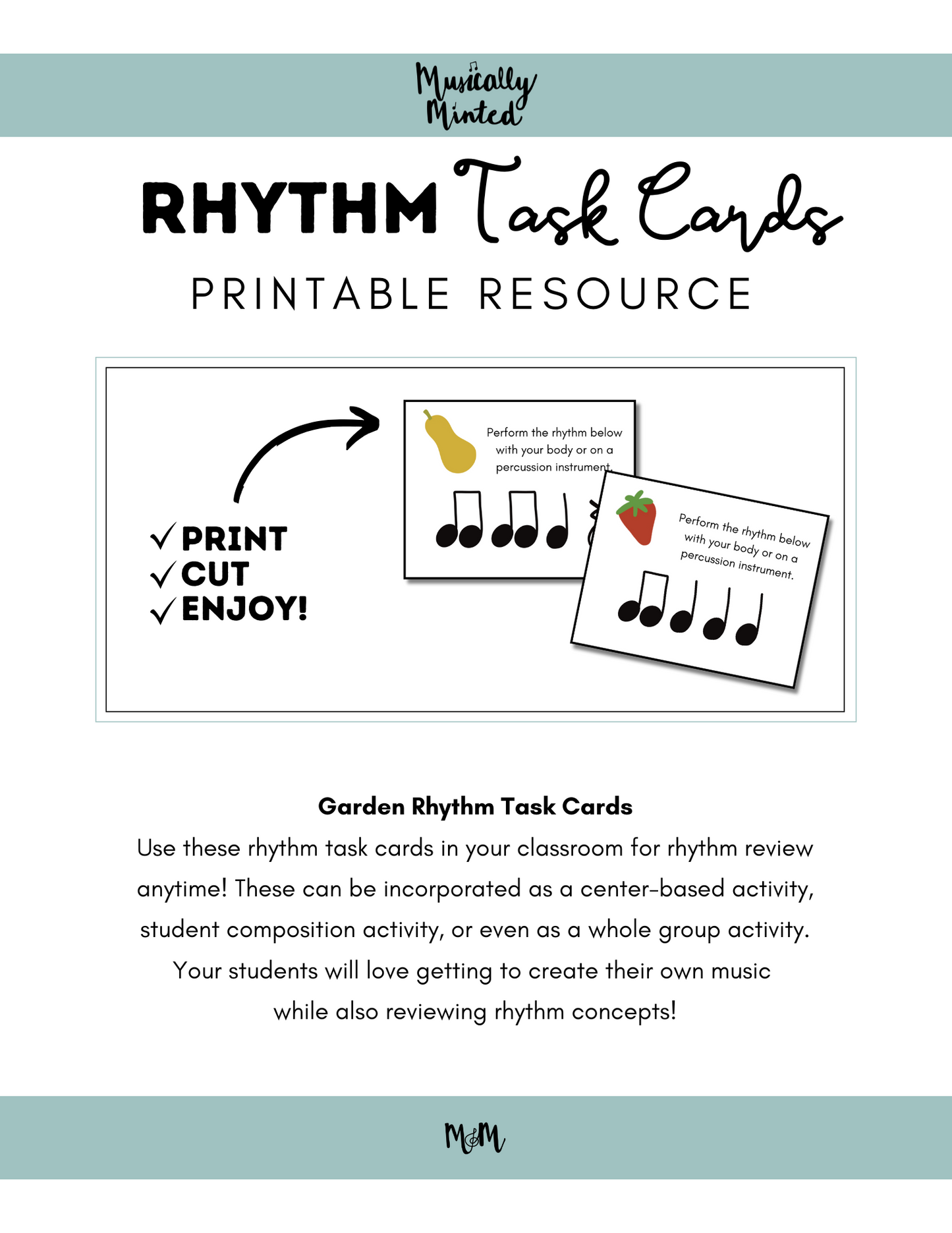Melody Market: Rhythm Activity Body Percussion Task Cards DIGITAL DOWNLOAD