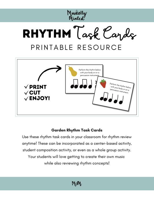 Melody Market: Rhythm Activity Body Percussion Task Cards DIGITAL DOWNLOAD