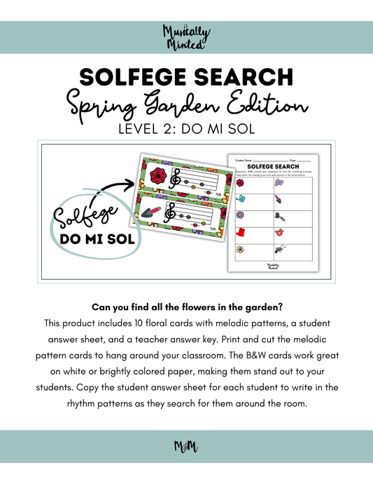 Spring Garden: Solfege Search | Level 2 | Melody Write the Room | Music Activity DIGITAL DOWNLOAD