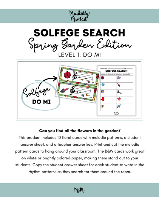 Spring Garden: Solfege Search | Level 1 | Melody Write the Room | Music Activity DIGITAL DOWNLOAD