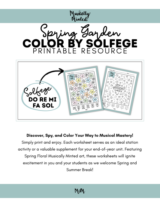Spring Garden: Color by Solfege | Advanced Level | Music Coloring Page DIGITAL DOWNLOAD