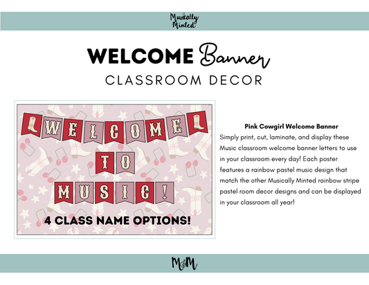 Pink Cowgirl: Welcome Banner DIGITAL DOWNLOAD