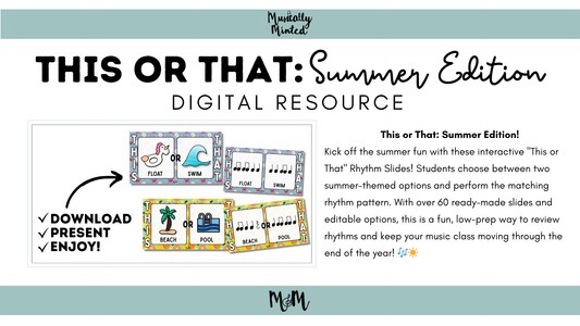 Summer Rhythm Fun: This or That Google Slides | Music Class Activity DIGITAL DOWNLOAD