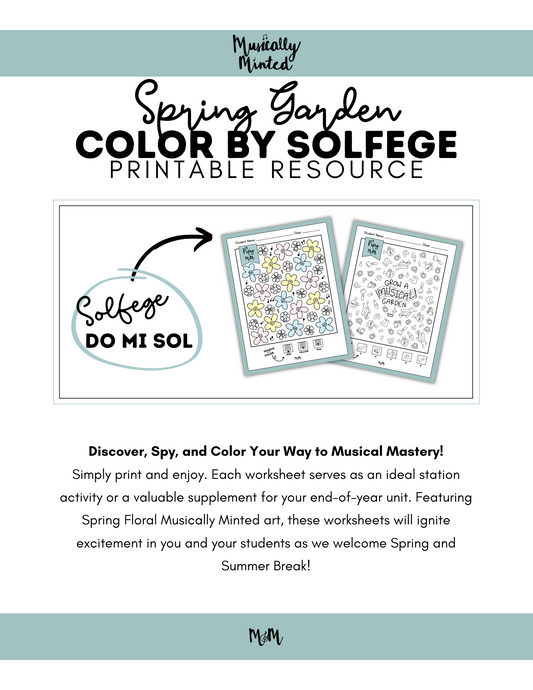 Spring Garden: Color by Solfege | Beginner Level | Music Coloring Page DIGITAL DOWNLOAD