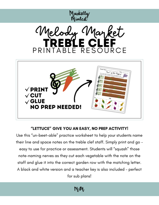 Melody Market: Cut and Glue Treble Clef Lines and Spaces DIGITAL DOWNLOAD