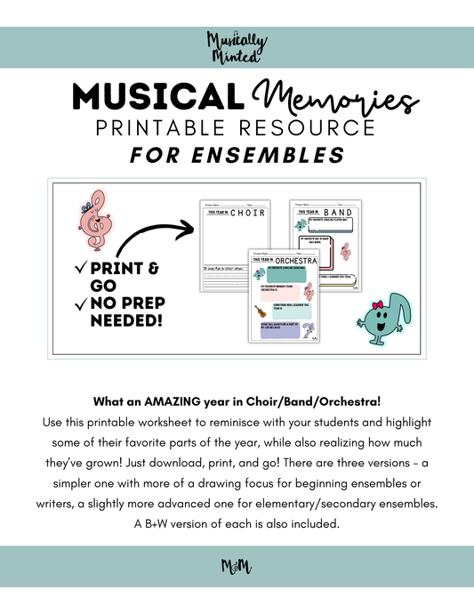 Musically Minted: Musical Memories | ENSEMBLE Edition | End of the Year Activity DIGITAL DOWNLOAD