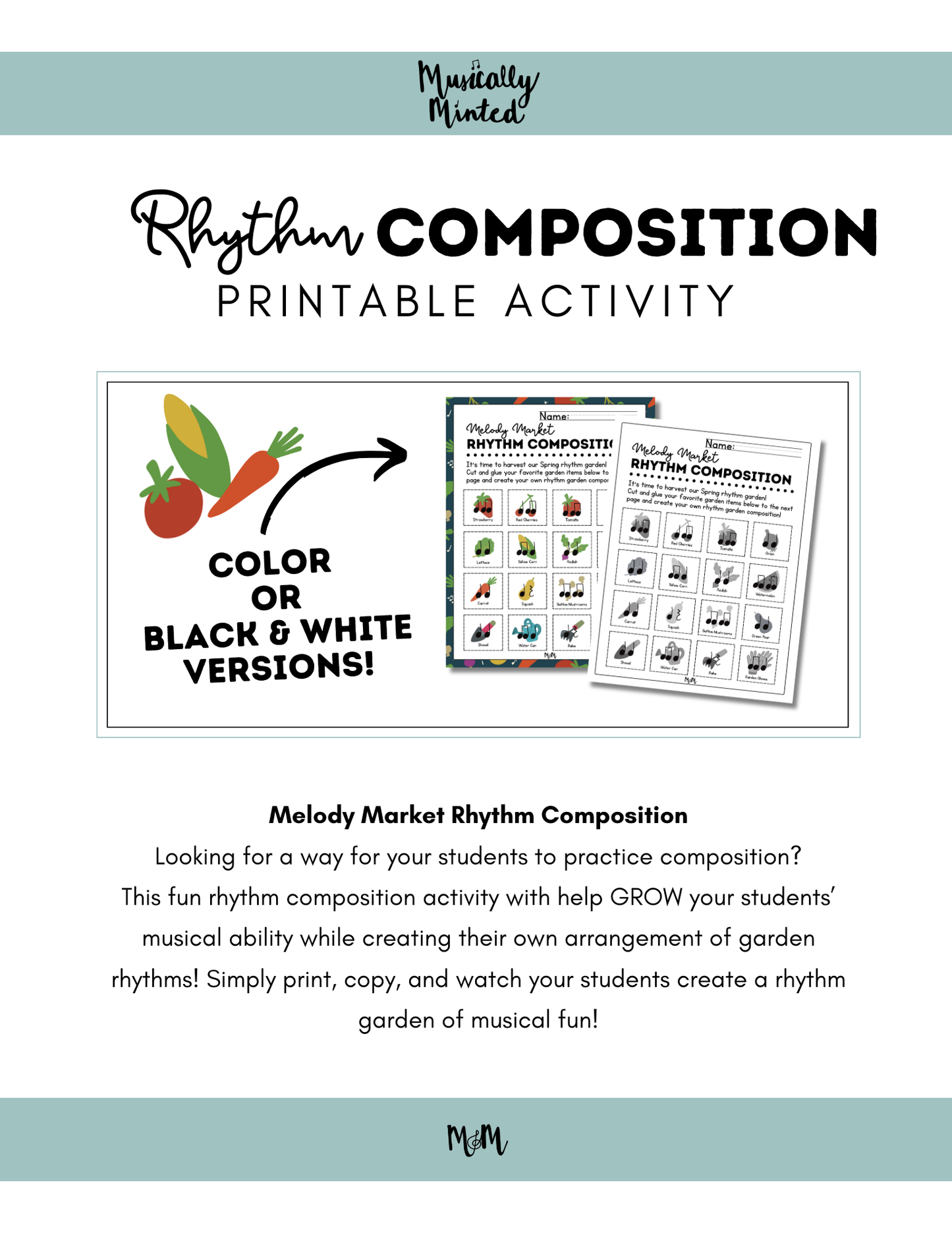 Melody Market: Cut & Glue Rhythm Composition Activity | Music Class Printable DIGITAL DOWNLOAD