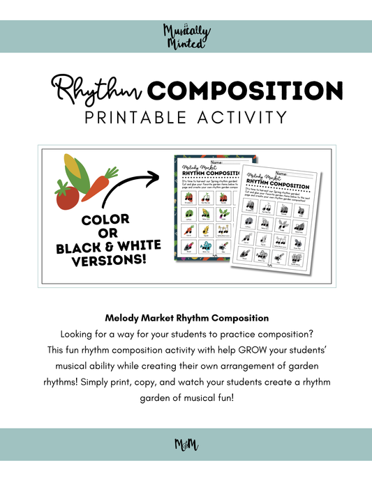 Melody Market: Cut & Glue Rhythm Composition Activity | Music Class Printable DIGITAL DOWNLOAD
