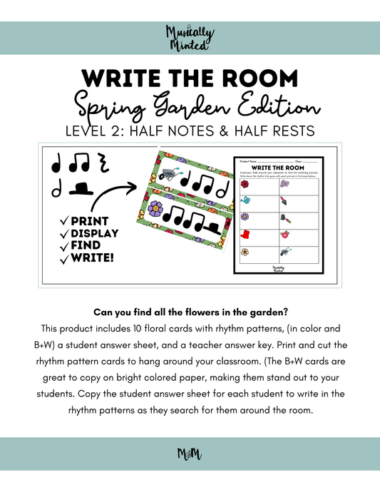 Spring Garden: Write the Room Rhythm Flowers Level 2 DIGITAL DOWNLOAD
