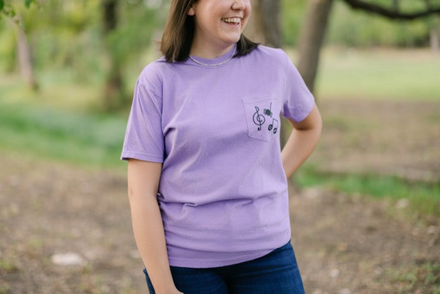 Spooky Music Note Pocket T-Shirt