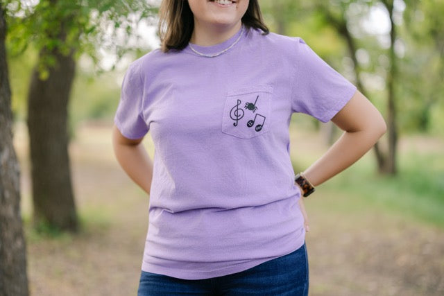 Spooky Music Note Pocket T-Shirt