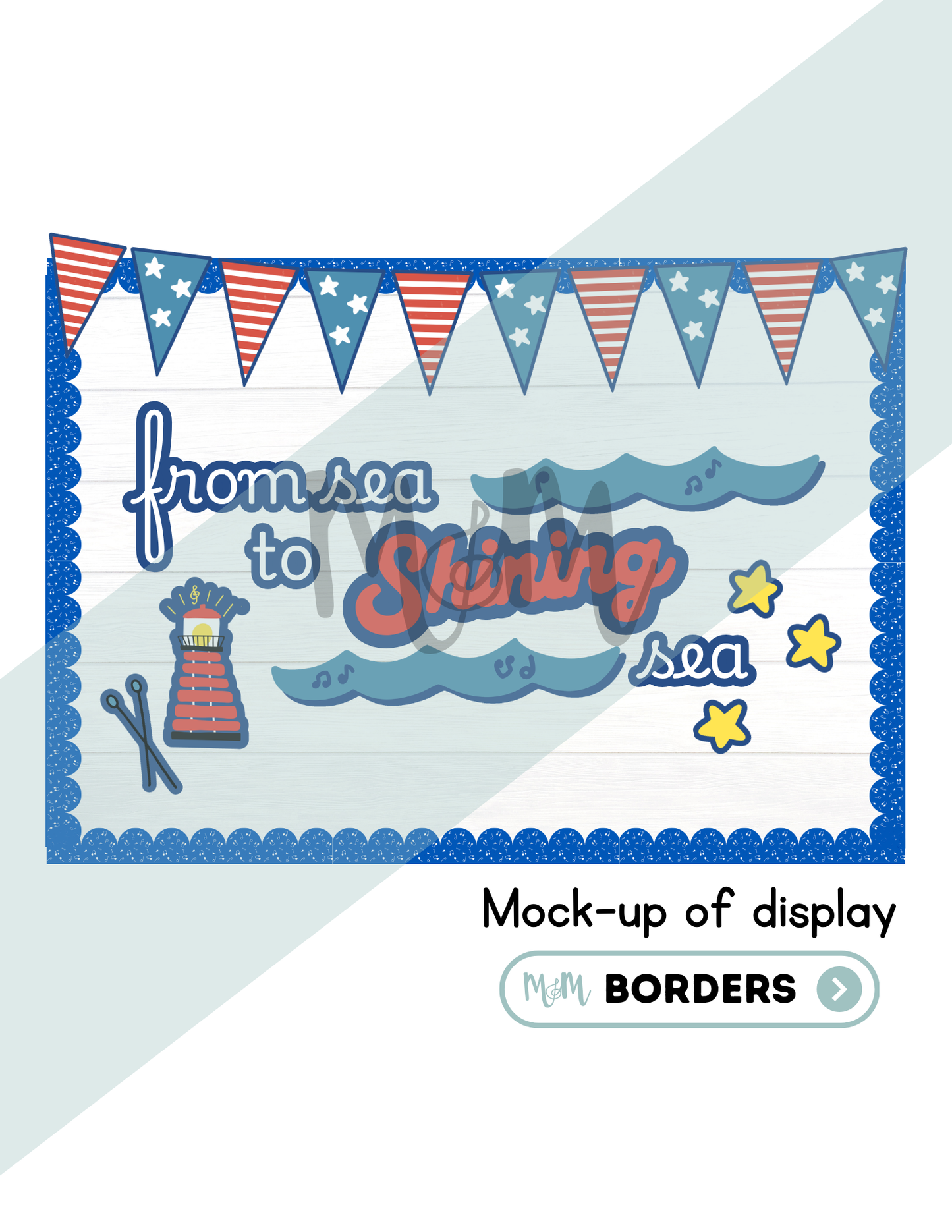 From Sea to Shining Sea Music Bulletin Board | Patriotic Music Classroom Decor DIGITAL DOWNLOAD