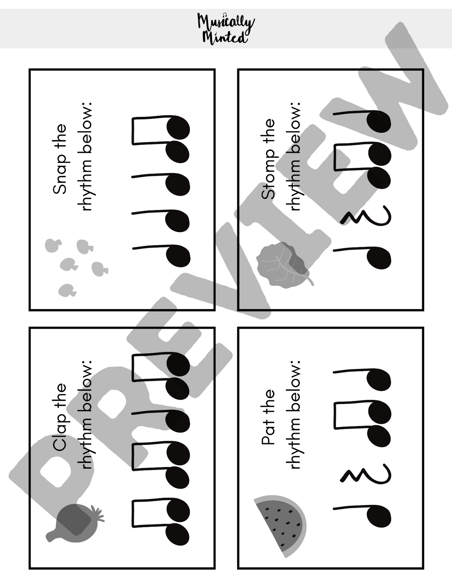 Melody Market: Rhythm Activity Body Percussion Task Cards DIGITAL DOWNLOAD