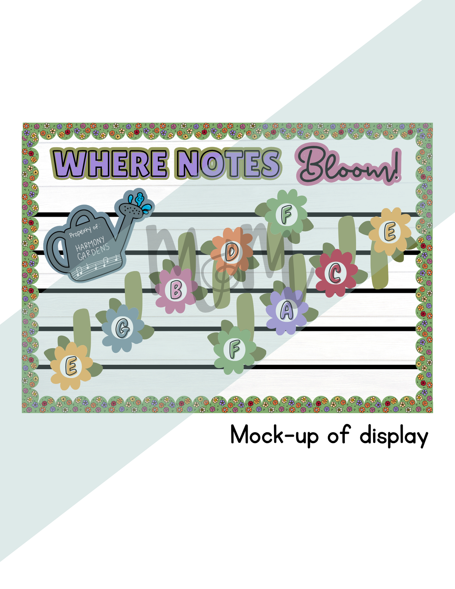 Where Notes Bloom Bulletin Board Set | Harmony Gardens Music Classroom Decor DIGITAL DOWNLOAD