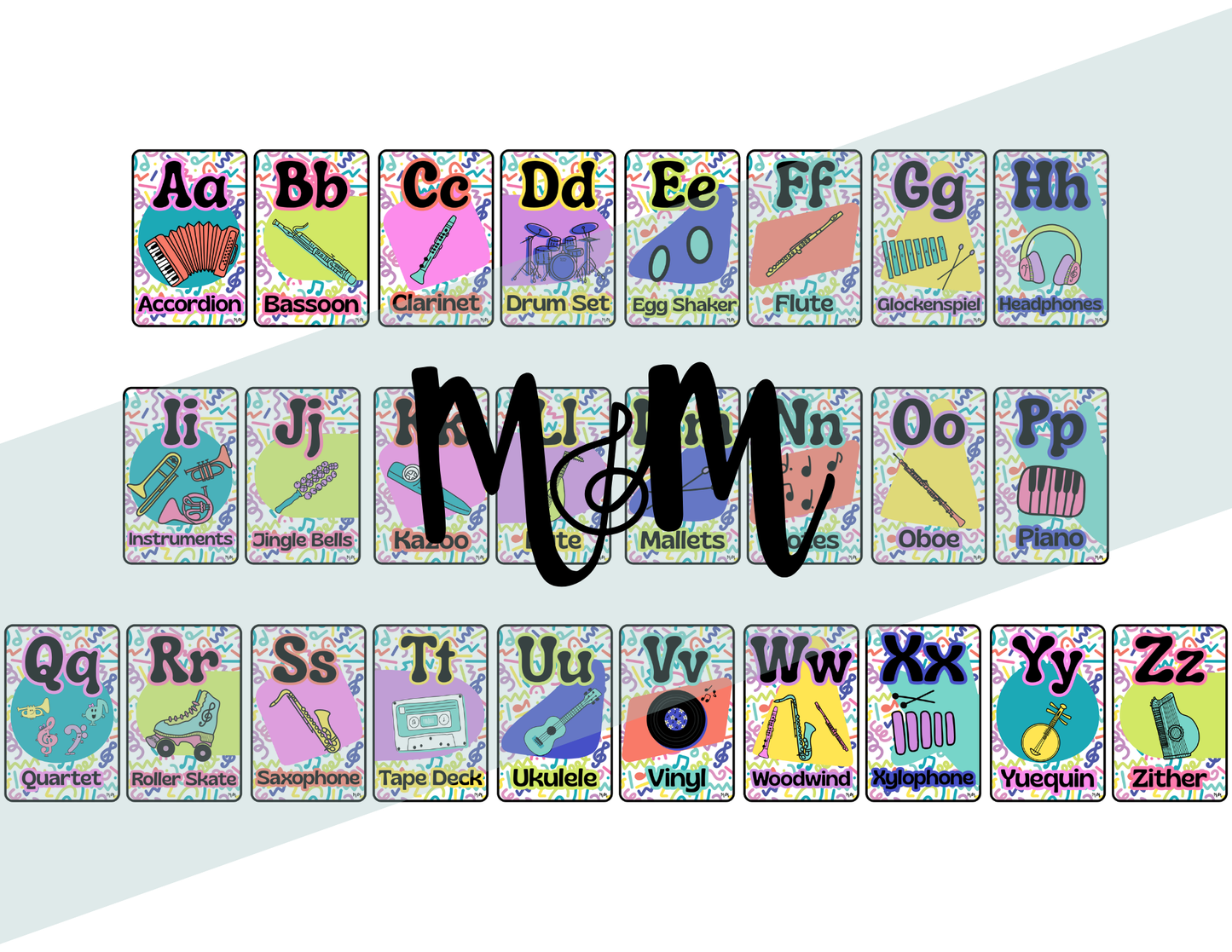 Retro Brights: Music Alphabet | Music Classroom Decor