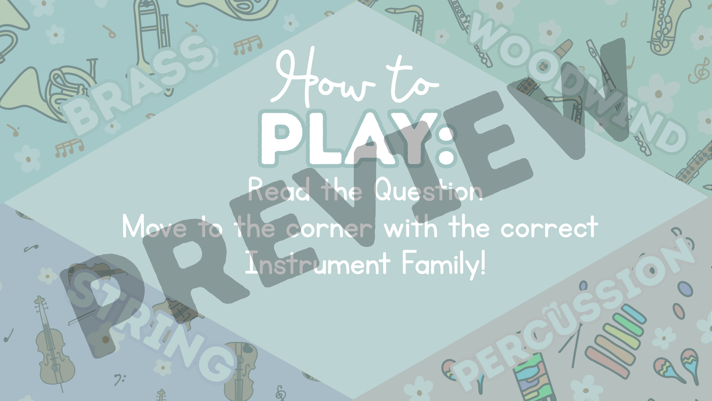 Instrument Family: Four Corners Game | Music Classroom Google Slide Digital Resource DIGITAL DOWNLOAD