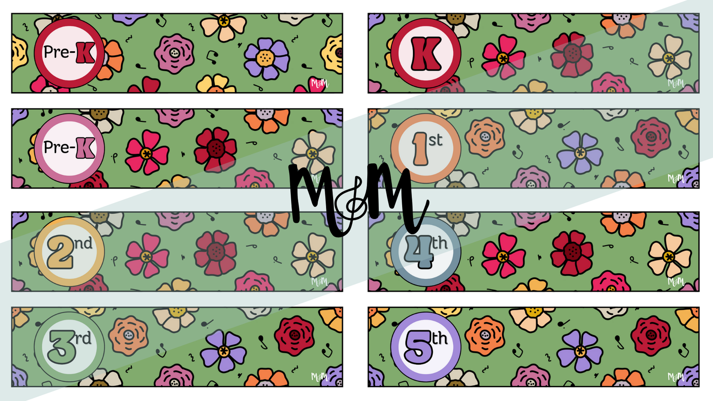 Spring Garden: Grade Level Labels DIGITAL DOWNLOAD