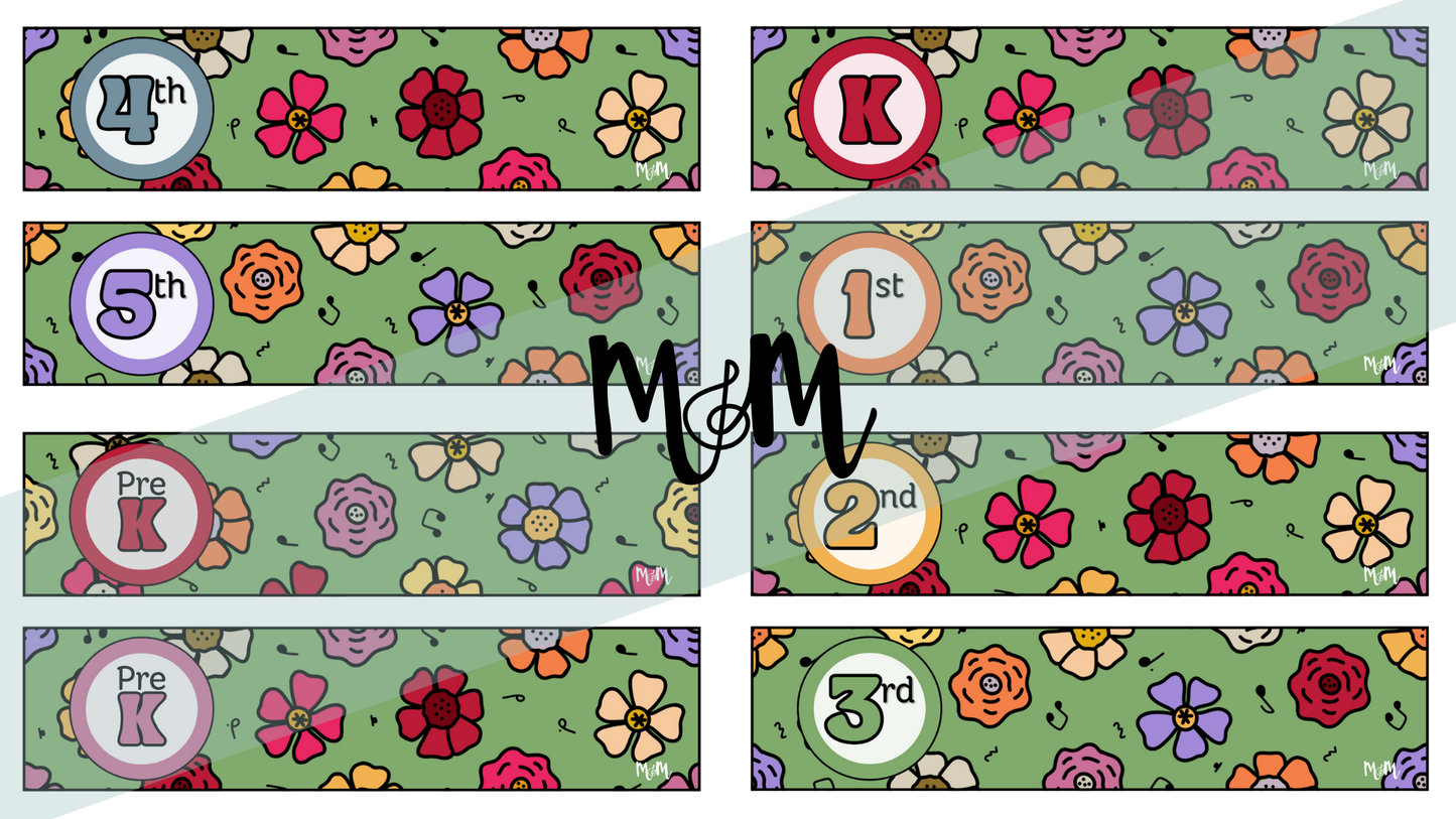 Spring Garden: Grade Level Labels DIGITAL DOWNLOAD