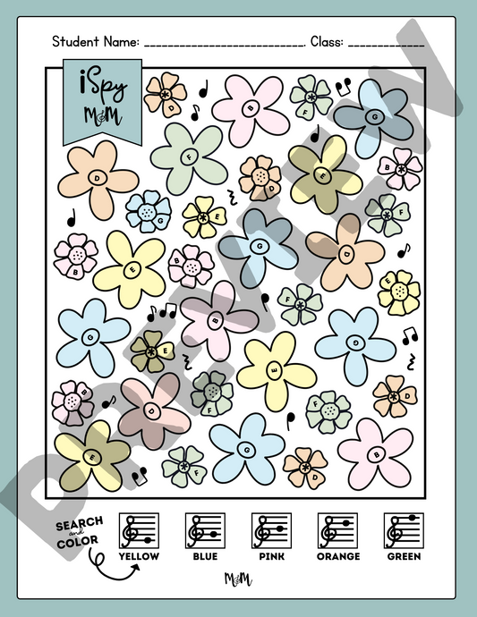 Spring Garden: Color by Treble Pitch | Music Coloring Page | Lines & Spaces DIGITAL DOWNLOAD