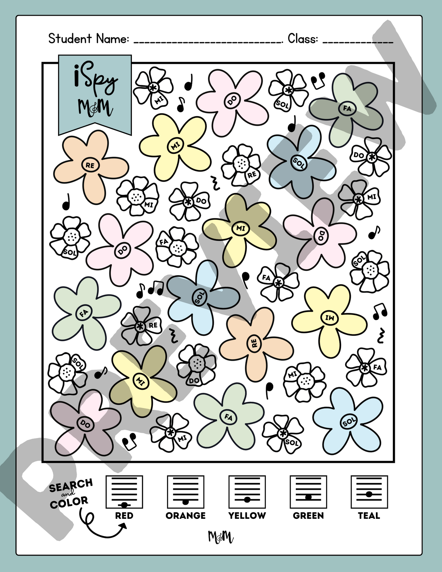 Spring Garden: Color by Solfege | Advanced Level | Music Coloring Page DIGITAL DOWNLOAD