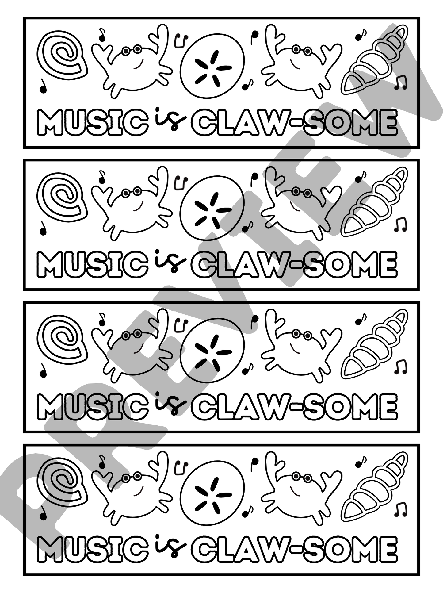 Ocean Fun: Music Bookmarks DIGITAL DOWNLOAD