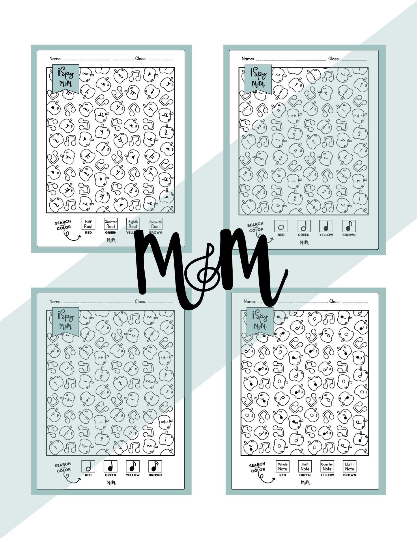 Apple Rhythms: Color by Note | Music Coloring Page DIGITAL DOWNLOAD