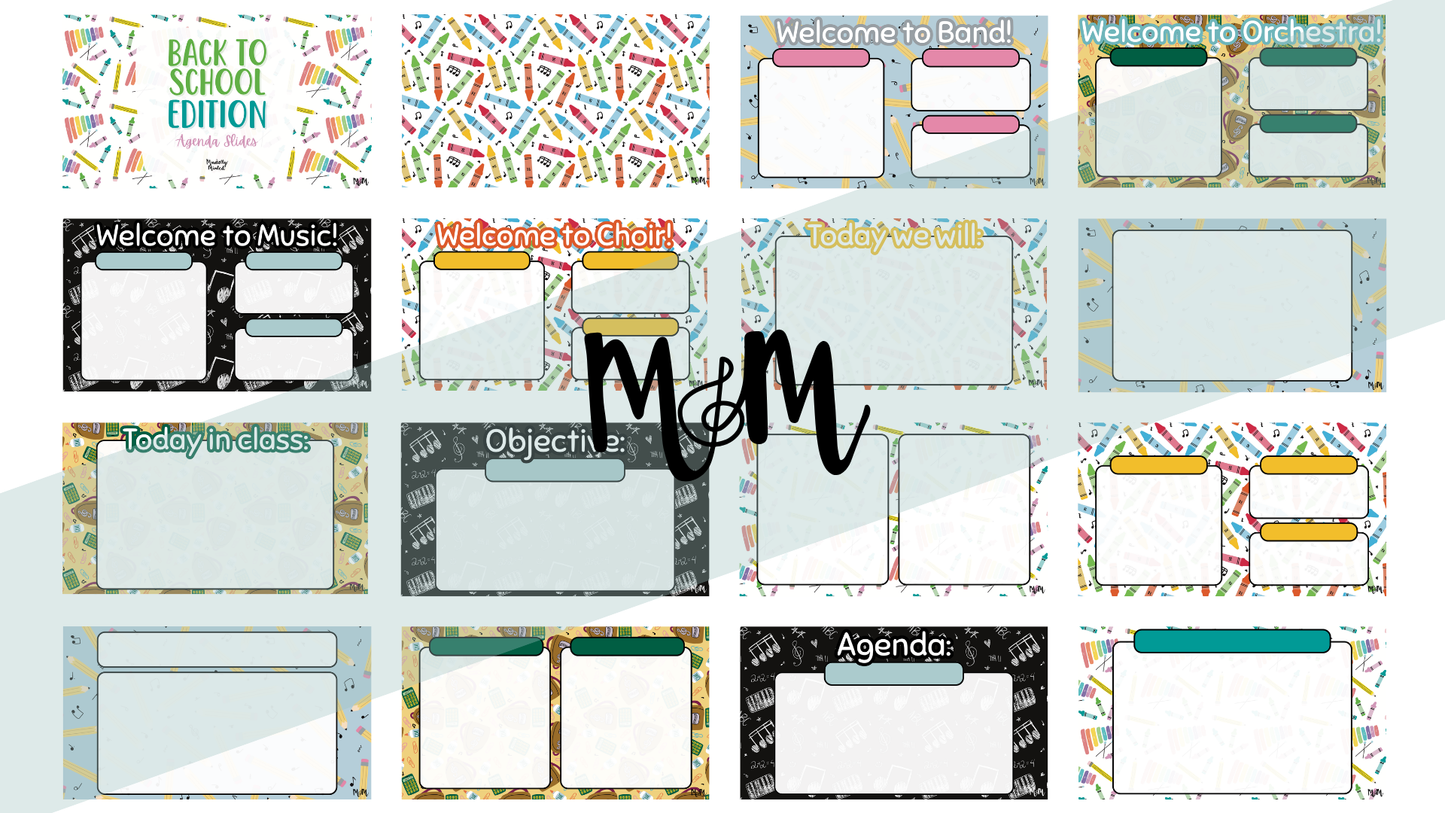 Back to School | Daily Agenda Slides | Music Classroom DIGITAL RESOURCE