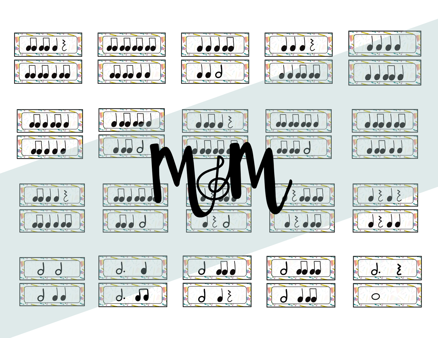 Back to School Themed Rhythm Cards | Music Classroom Decor DIGITAL DOWNLOAD