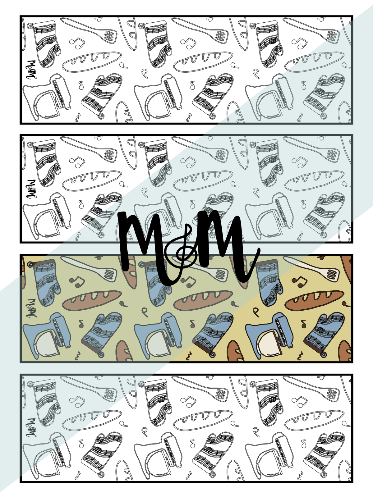 Baking Sweet Music | Music Bookmarks | Printable Coloring Activity DIGITAL DOWNLOAD