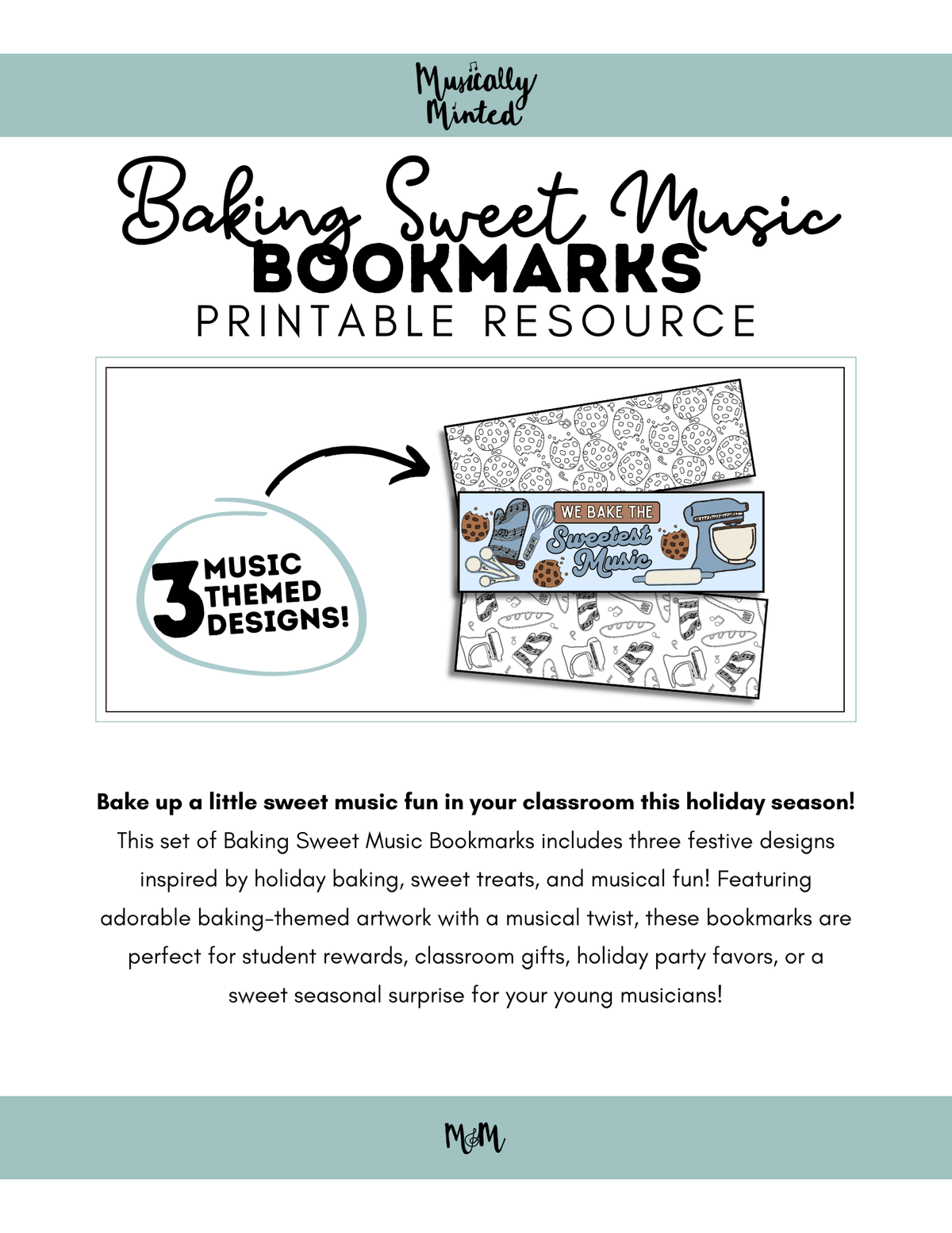 Baking Sweet Music | Music Bookmarks | Printable Coloring Activity DIGITAL DOWNLOAD