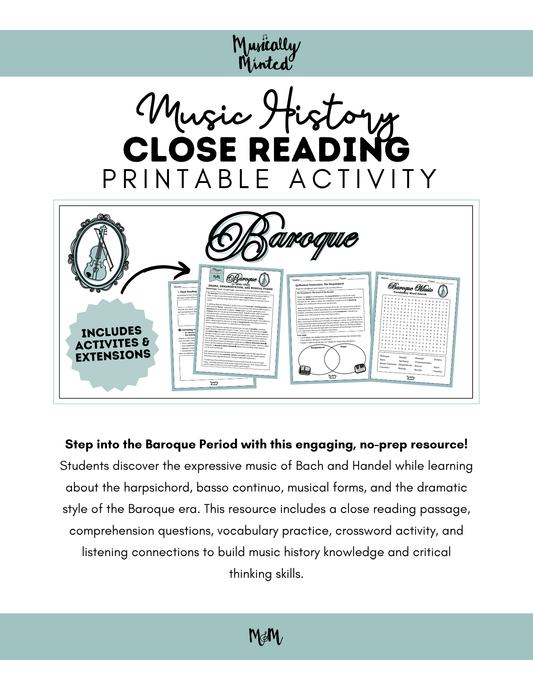 The Baroque Period | Music Class Listening Activity & Music Extension | Unit | DIGITAL DOWNLOAD