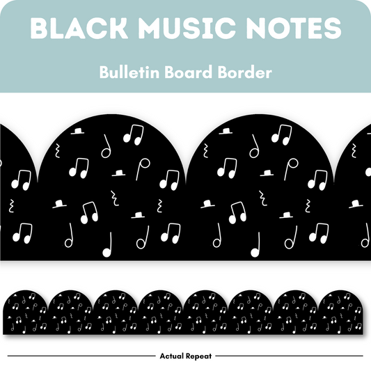 Black + White Music Note Bulletin Board Border