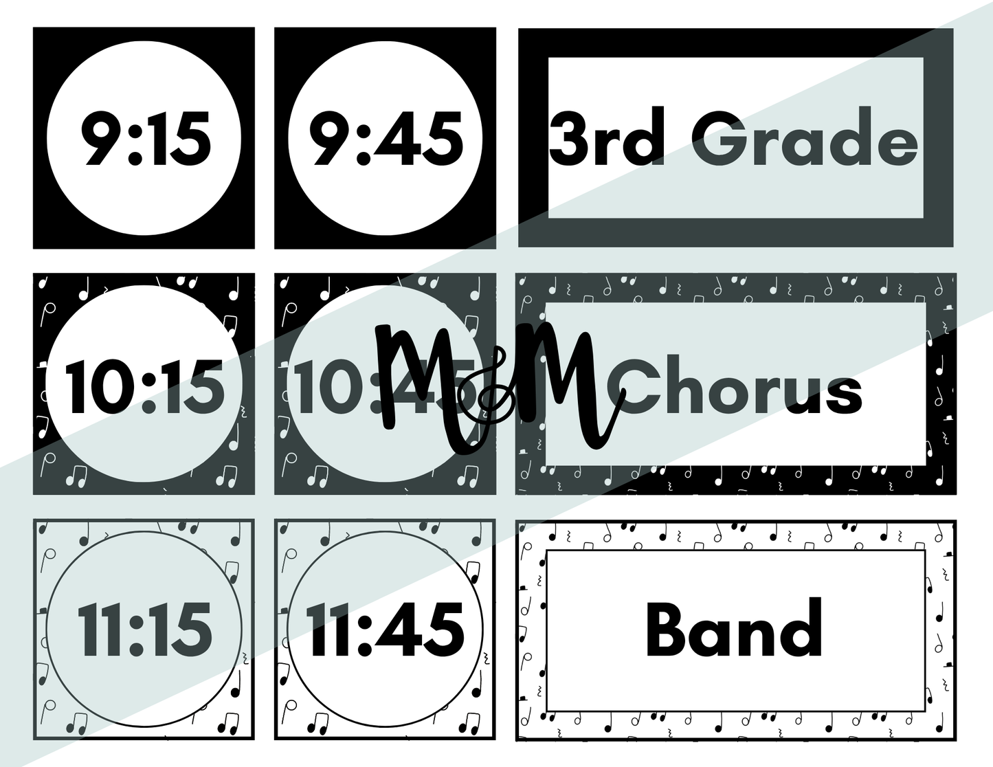 Concert Black: Pocket Chart Schedule Cards DIGITAL DOWNLOAD