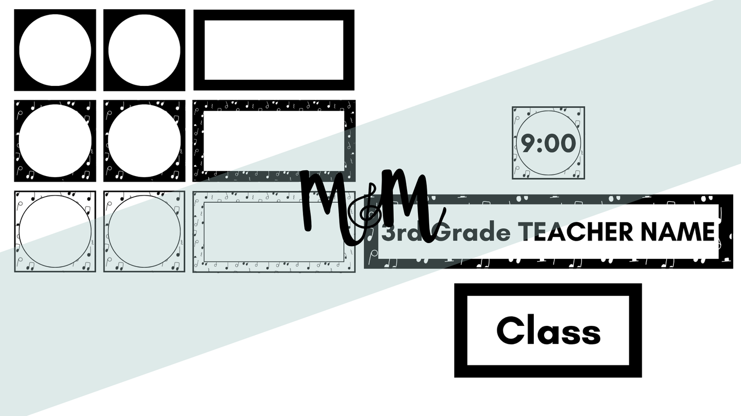 Concert Black: Pocket Chart Schedule Cards DIGITAL DOWNLOAD