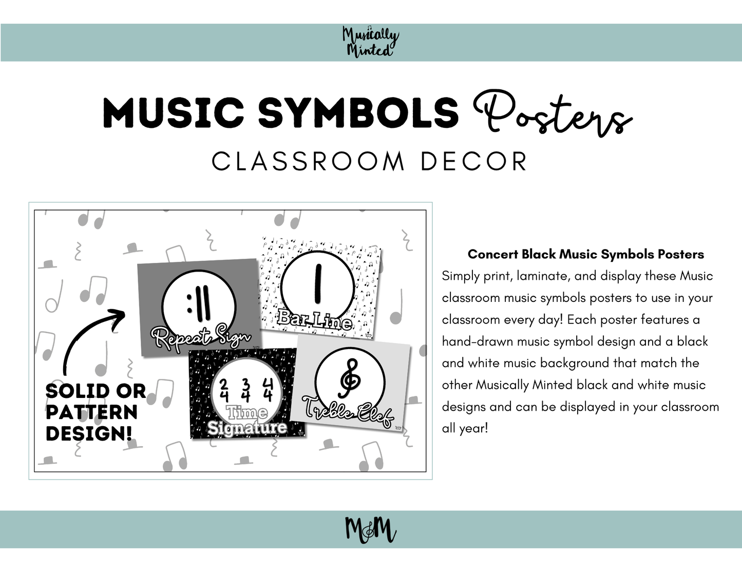Concert Black: Music Symbols Posters DIGITAL DOWNLOAD
