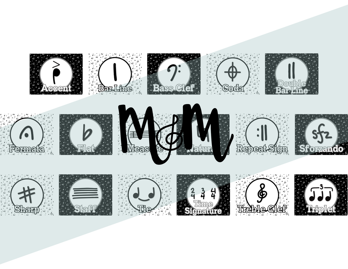Concert Black: Music Symbols Posters DIGITAL DOWNLOAD