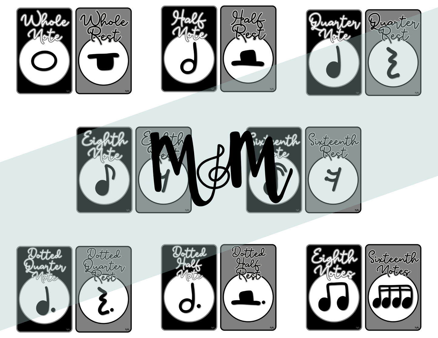 Concert Black: Note Values Posters DIGITAL DOWNLOAD