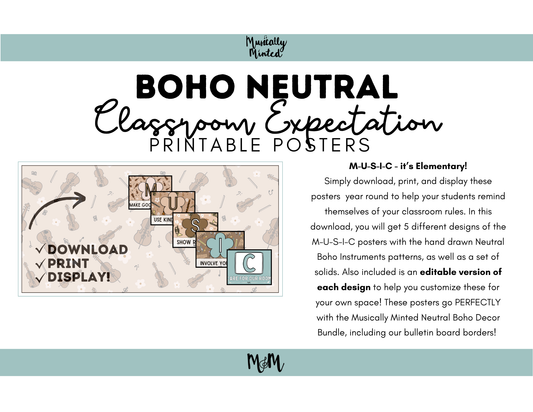 Boho Neutral: Classroom Expectation Posters DIGITAL DOWNLOAD