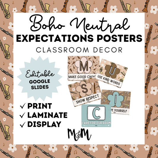 Boho Neutral: Classroom Expectation Posters DIGITAL DOWNLOAD